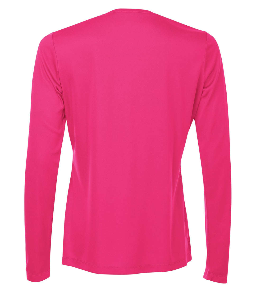 Wild Raspberry Ladies V Neck Long Sleeve Poly T-Shirt