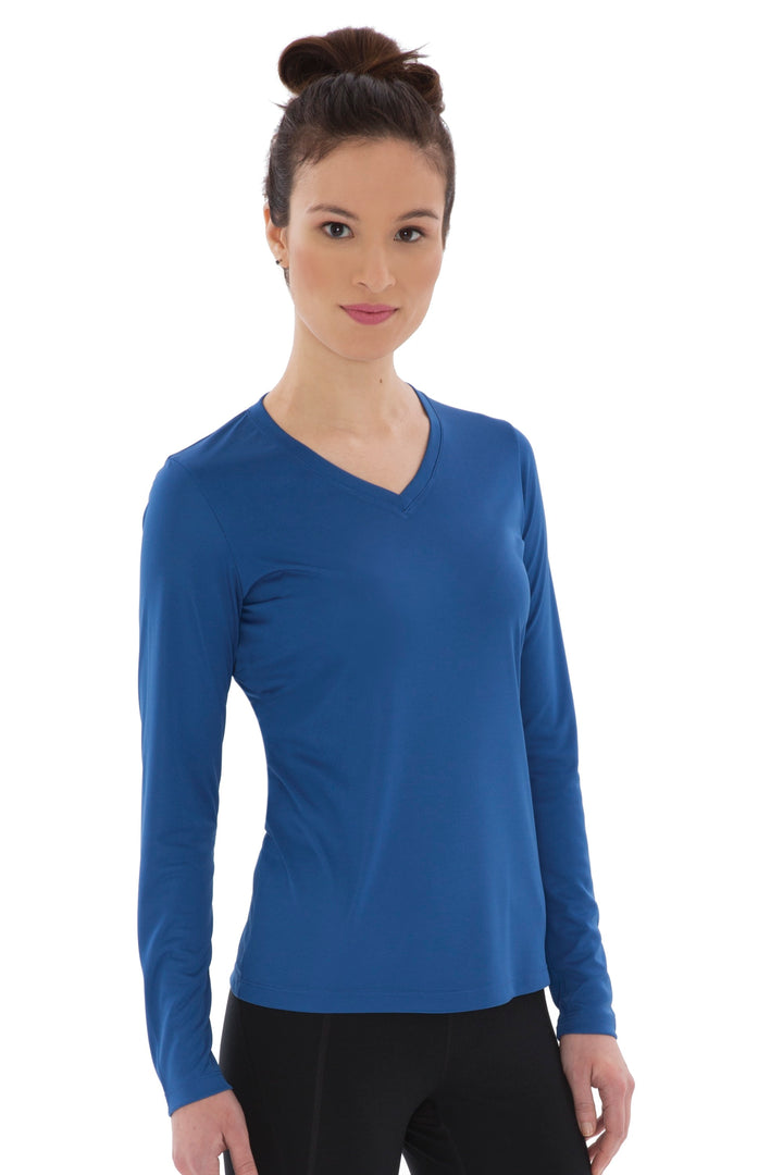True Royal Ladies V Neck Long Sleeve Poly T-Shirt