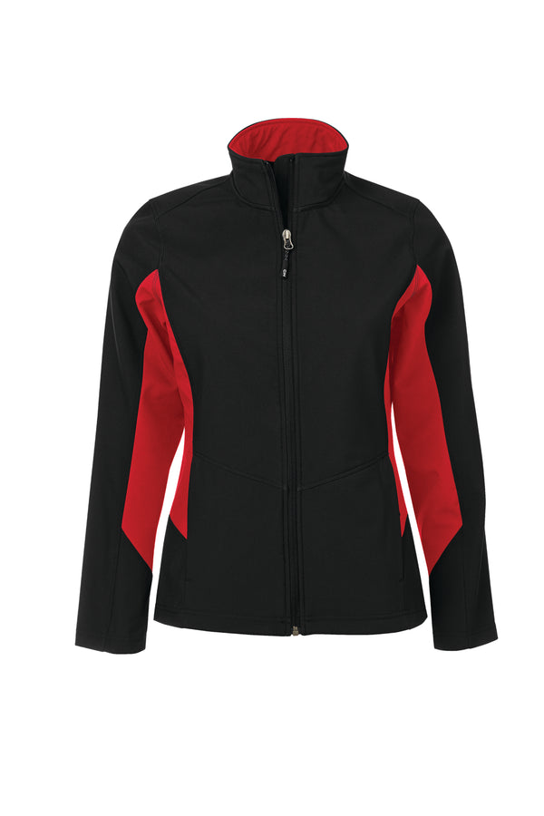 Black/True Red Ladies Soft Shell Jacket