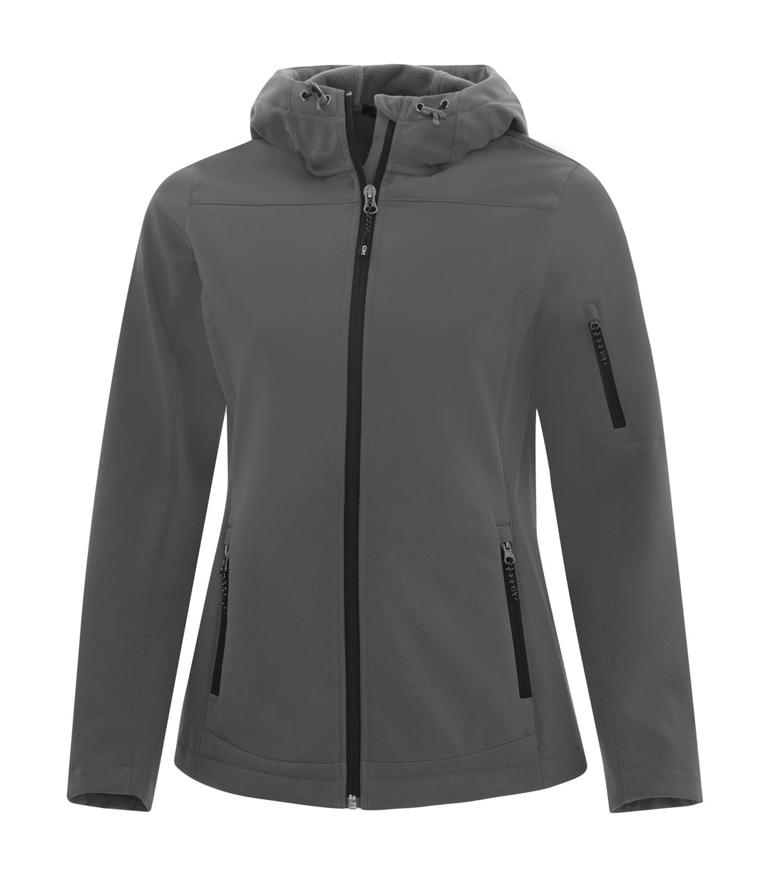 Iron Grey Ladies Hooded Stretch Soft Shell Jacket