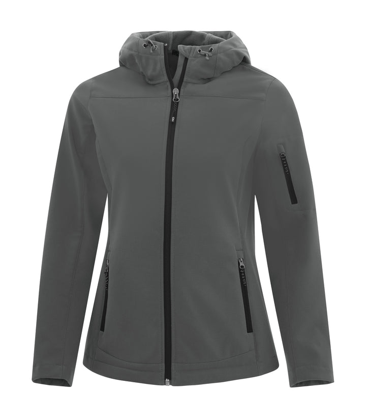 Iron Grey Ladies Hooded Stretch Soft Shell Jacket