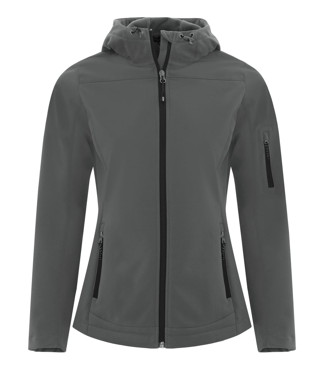 Iron Grey Ladies Hooded Stretch Soft Shell Jacket