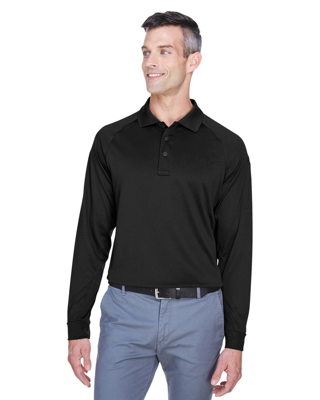 mens advantage snag protection plus long sleeve tactical polo BLACK