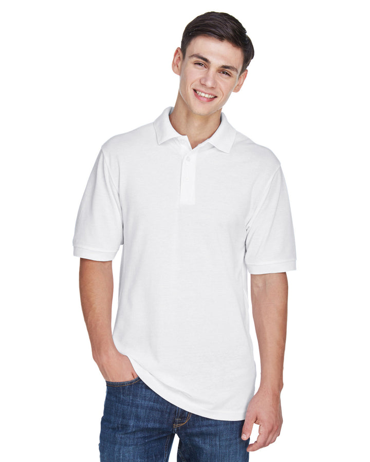 mens 5 6 oz easy blend polo WHITE