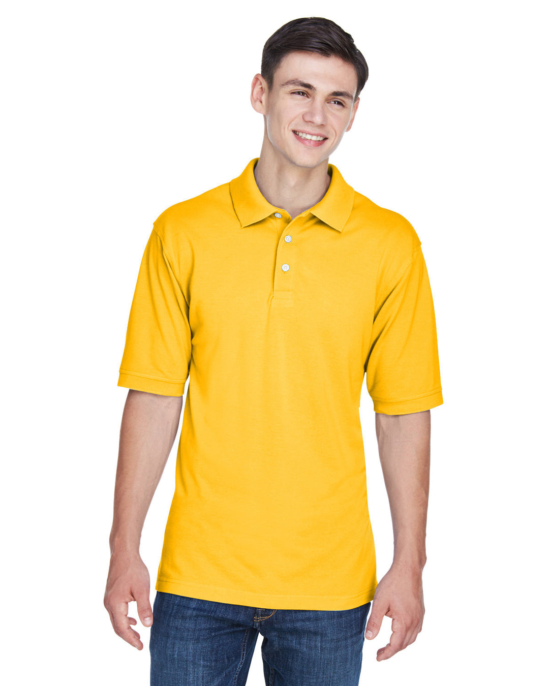 mens 5 6 oz easy blend polo SUNRAY YELLOW