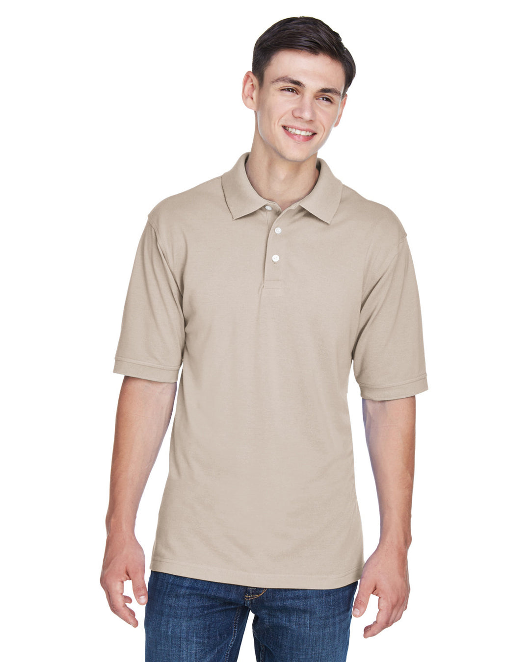 mens 5 6 oz easy blend polo STONE