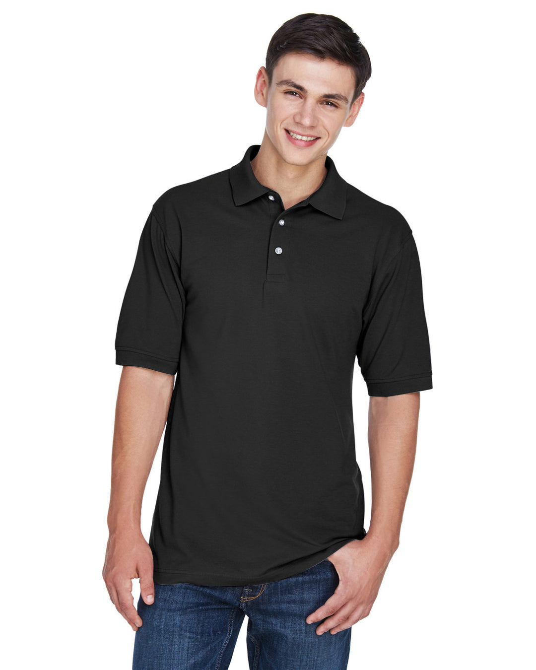 mens 5 6 oz easy blend polo BLACK