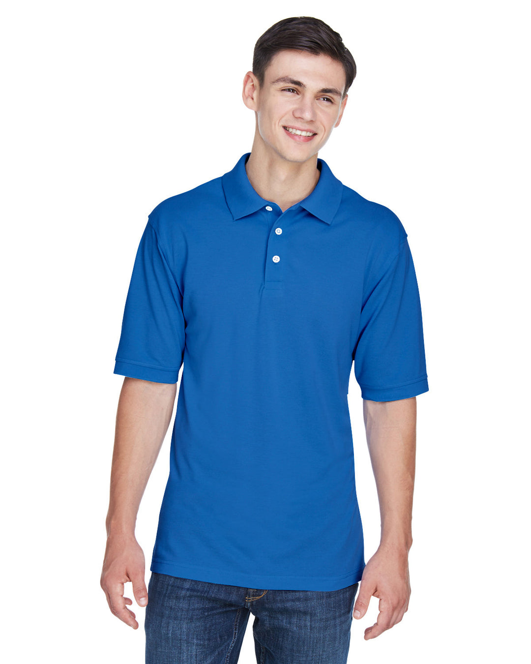 mens 5 6 oz easy blend polo TRUE ROYAL