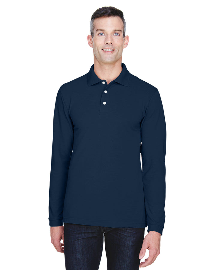 mens 5 6 oz easy blend long sleeve polo NAVY