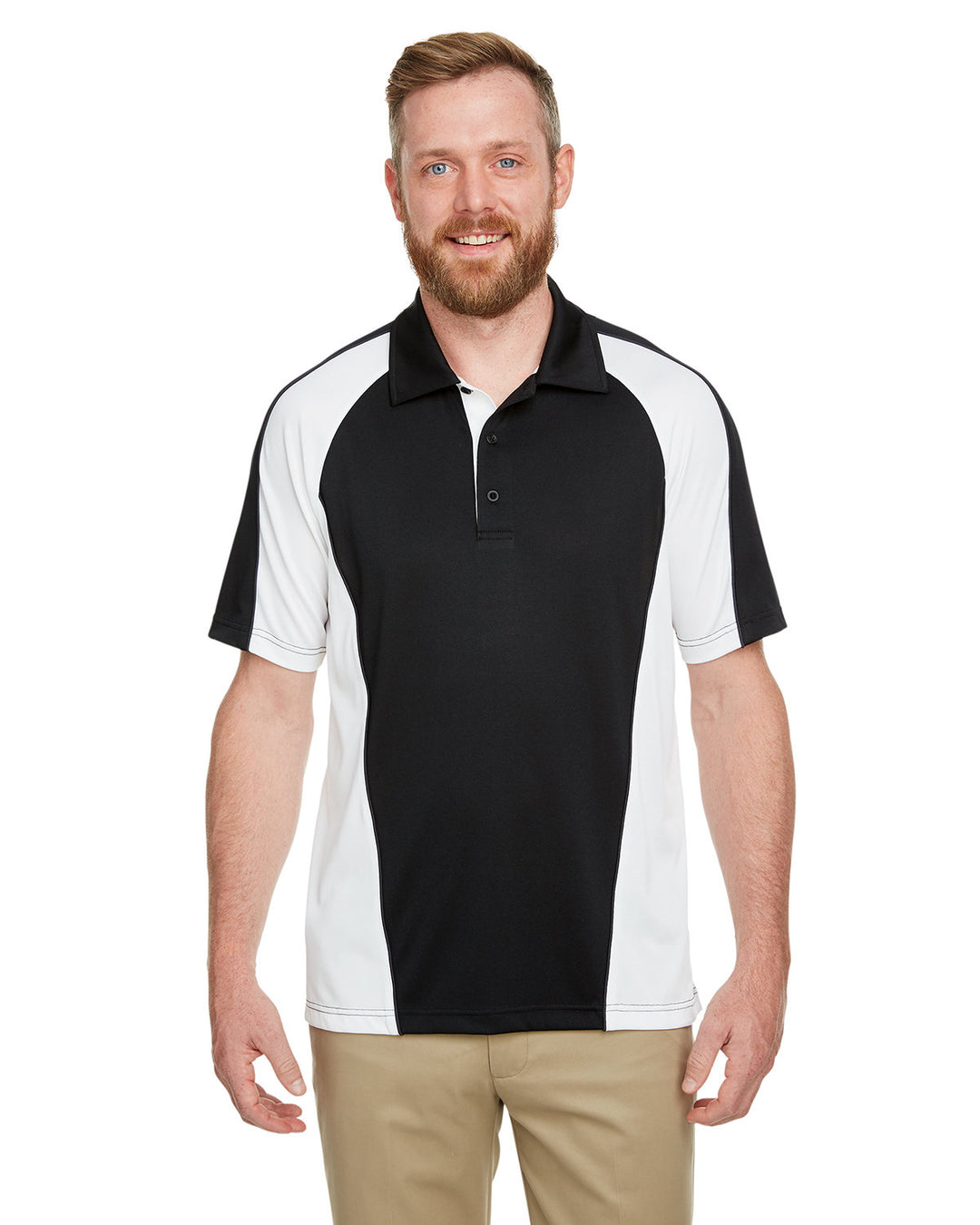 mens advantage snag protection plus il colorblock polo BLK/ WHT/ D CHRC