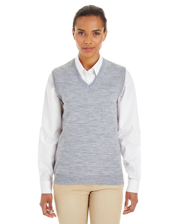 ladies pilbloc v neck sweater vest GREY HEATHER