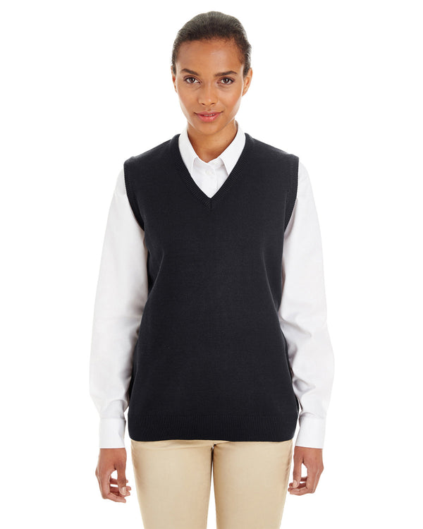 ladies pilbloc v neck sweater vest BLACK
