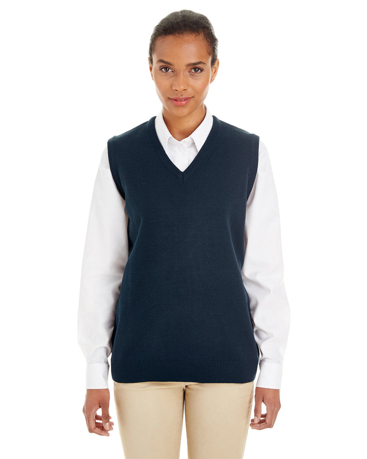 ladies pilbloc v neck sweater vest DARK NAVY