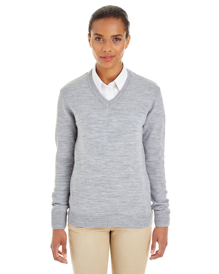 ladies pilbloc v neck sweater GREY HEATHER