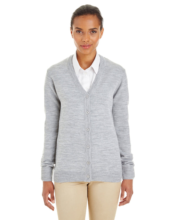 ladies pilbloc v neck button cardigan sweater GREY HEATHER