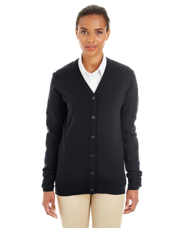 ladies pilbloc v neck button cardigan sweater BLACK