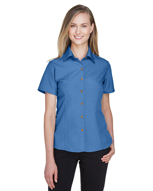 ladies barbados textured camp shirt POOL BLUE