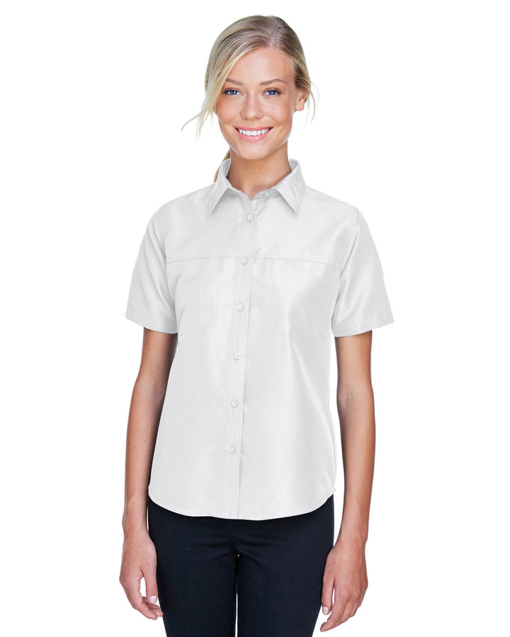 ladies key west short sleeve performance staff shirt WHITE