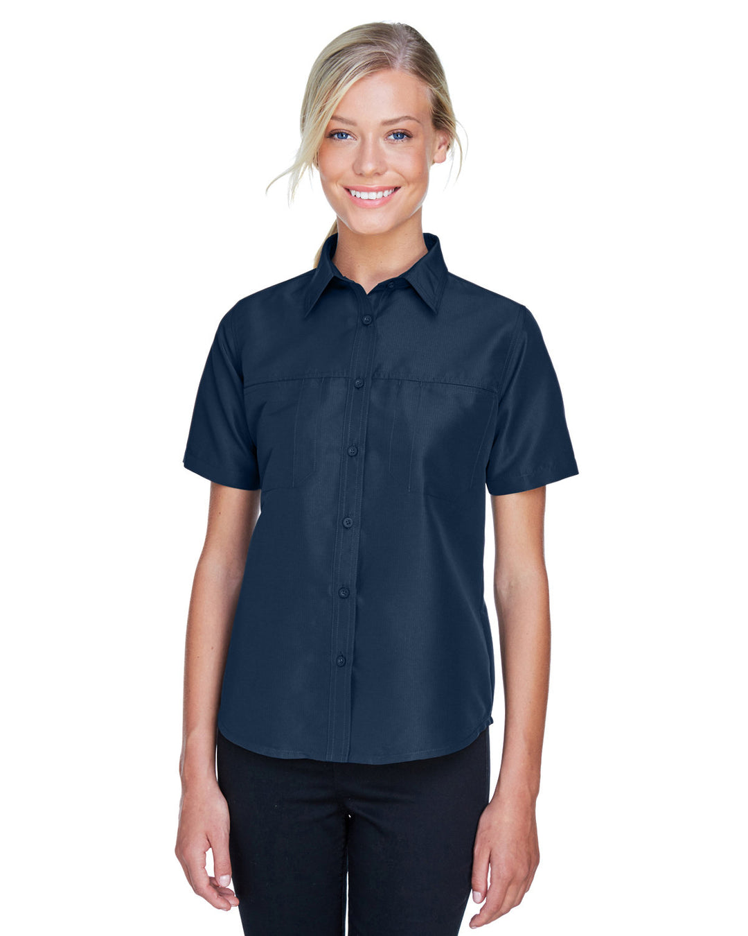 ladies key west short sleeve performance staff shirt NAVY