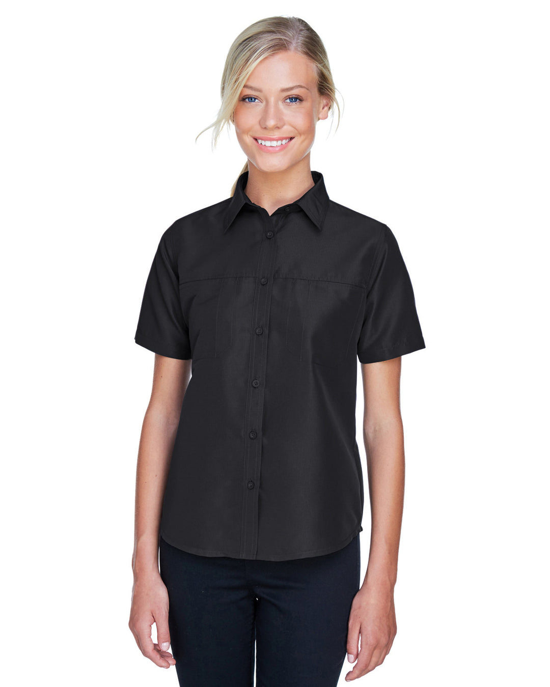 ladies key west short sleeve performance staff shirt BLACK