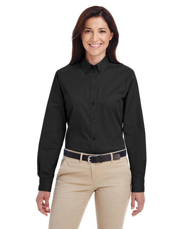 ladies foundation 100 cotton long sleeve twill shirt with teflon BLACK