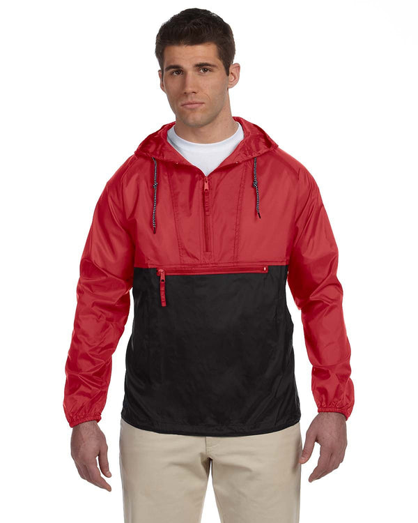 adult packable nylon jacket RED/ BLACK