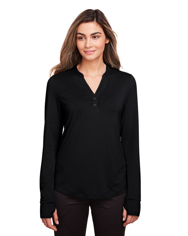 ladies jaq snap up stretch performance pullover BLACK