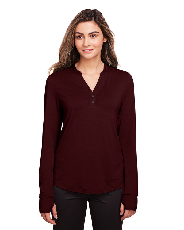 ladies jaq snap up stretch performance pullover BURGUNDY