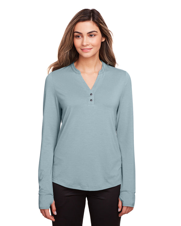 ladies jaq snap up stretch performance pullover OPAL BLUE