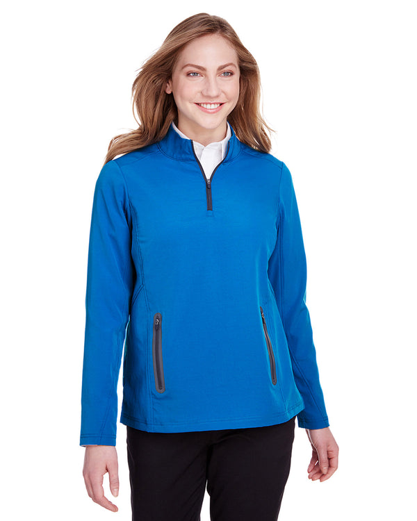 ladies quest stretch quarter zip OLYM BLU/ CRBN