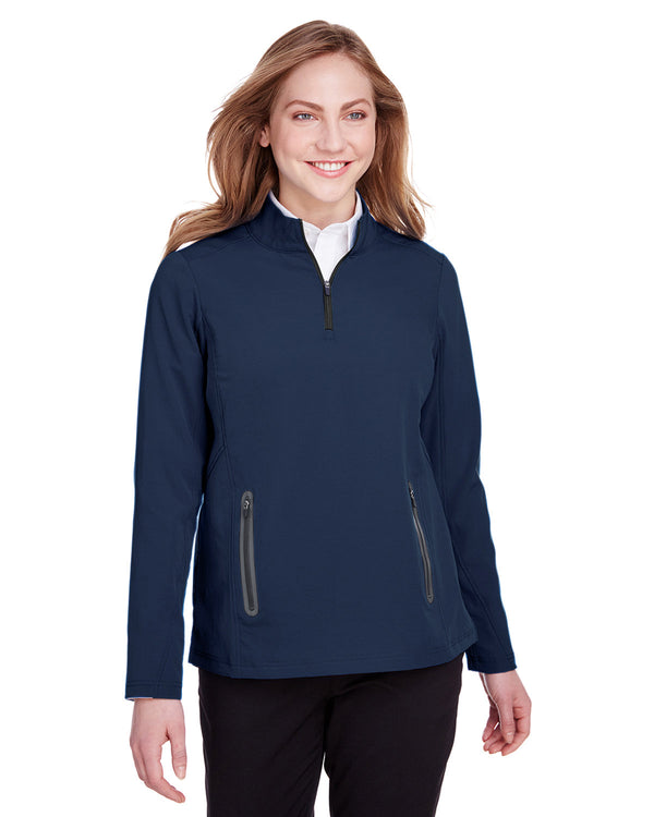 ladies quest stretch quarter zip CLASSC NVY/ CRBN