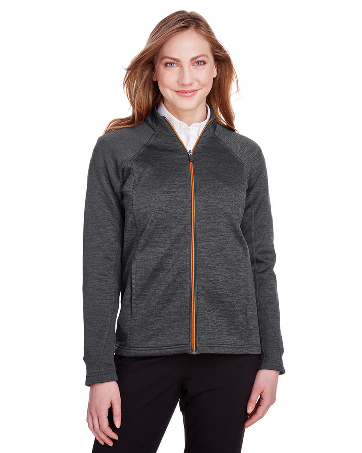 ladies flux 2 0 full zip jacket BLK HTH/ OR SODA