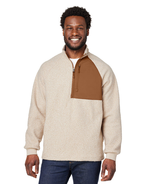 mens aura sweater fleece quarter zip OATML HTHR/ TEAK
