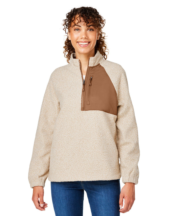 ladies aura sweater fleece quarter zip OATML HTHR/ TEAK