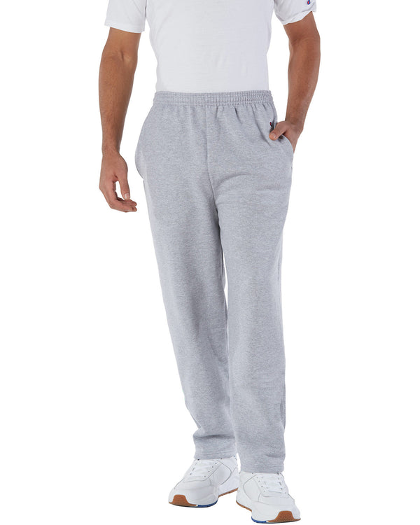 adult powerblend open bottom fleece pant with pockets LIGHT STEEL