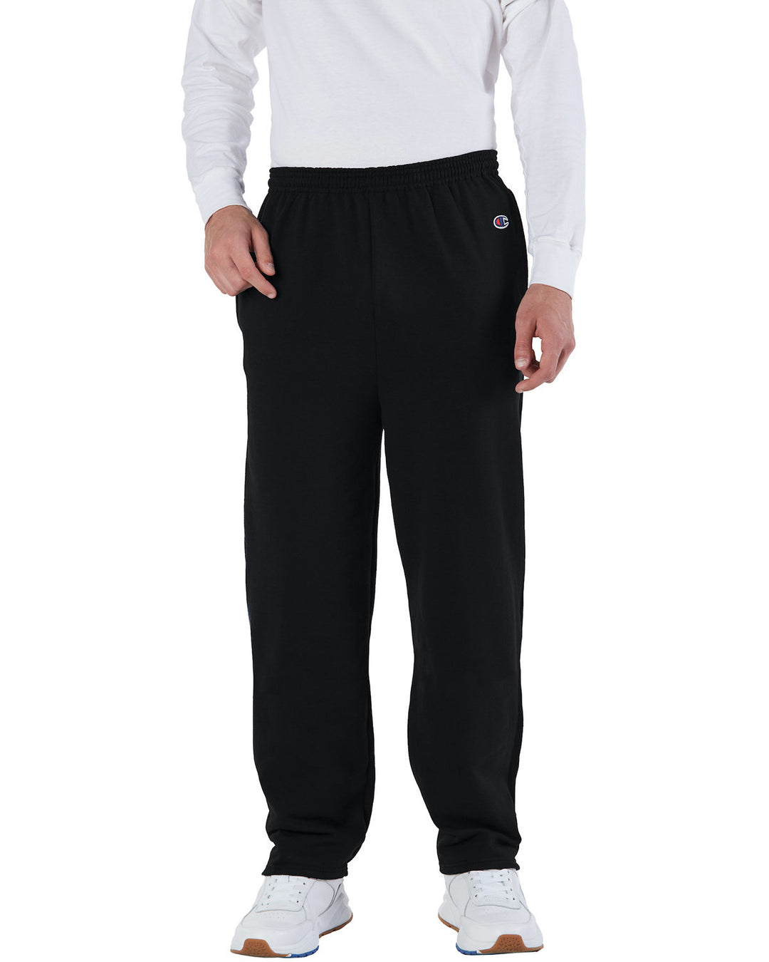 adult powerblend open bottom fleece pant with pockets LIGHT STEEL