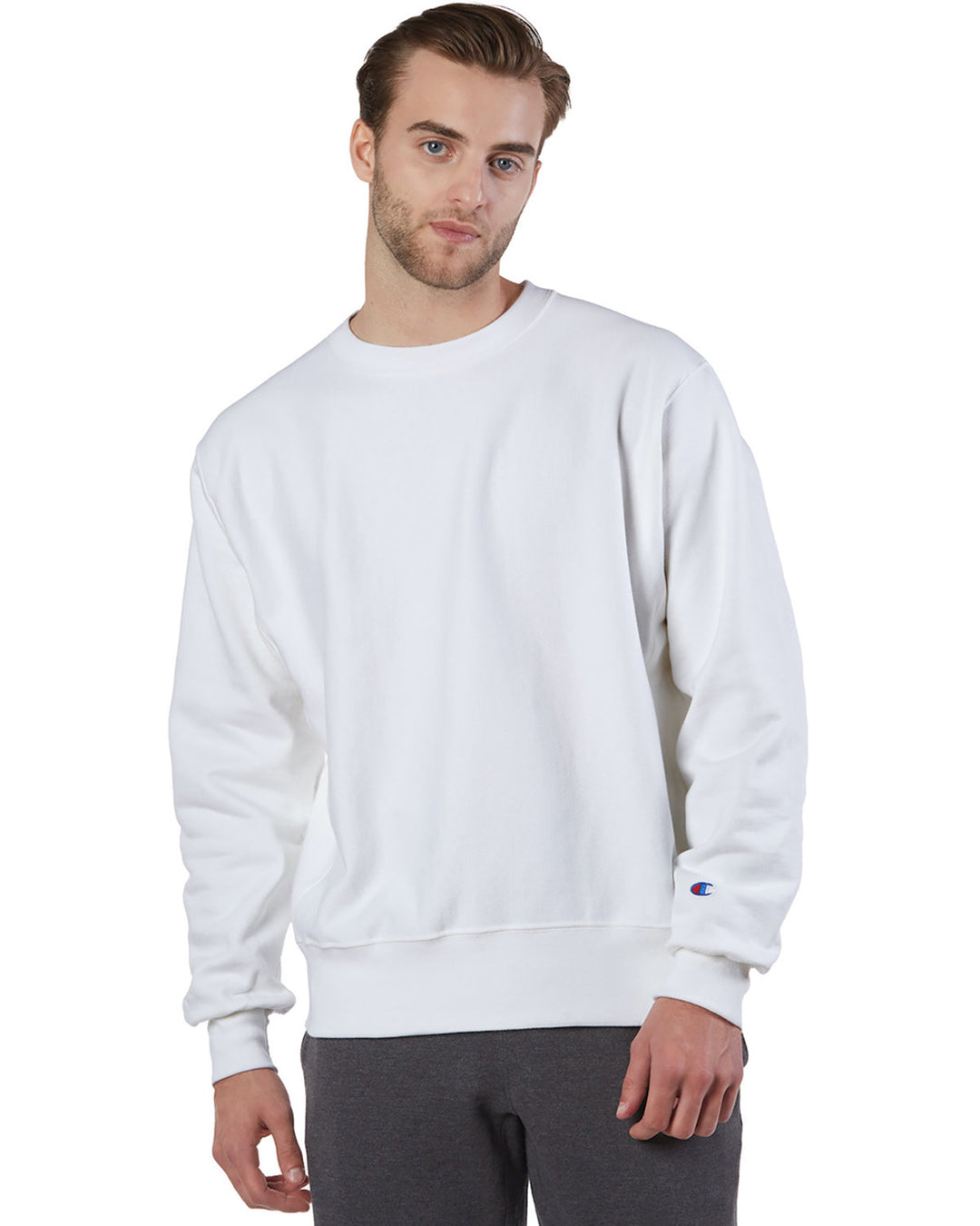 adult reverse weave crew WHITE