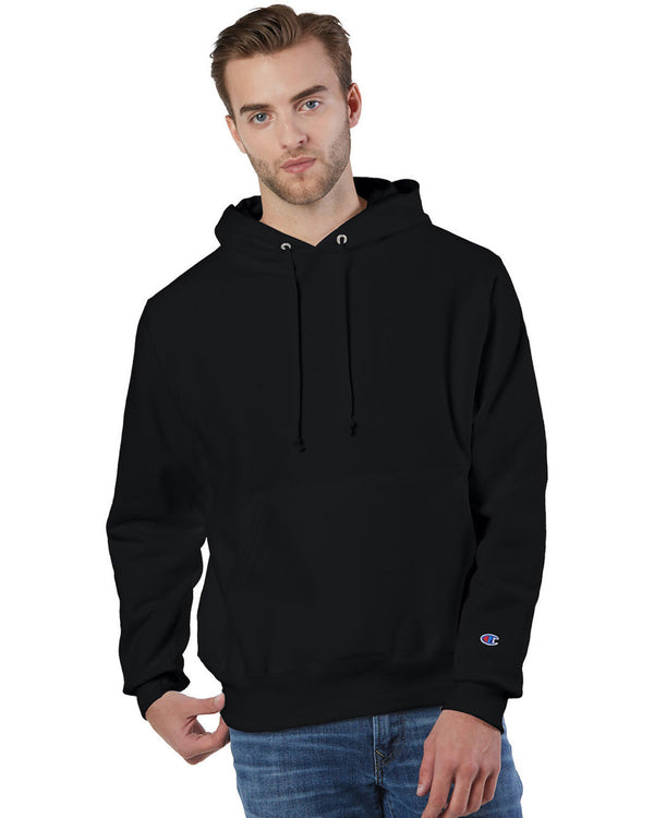 reverse weave pullover hooded sweatshirt BLACK
