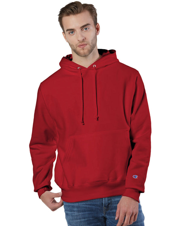 reverse weave pullover hooded sweatshirt SCARLET