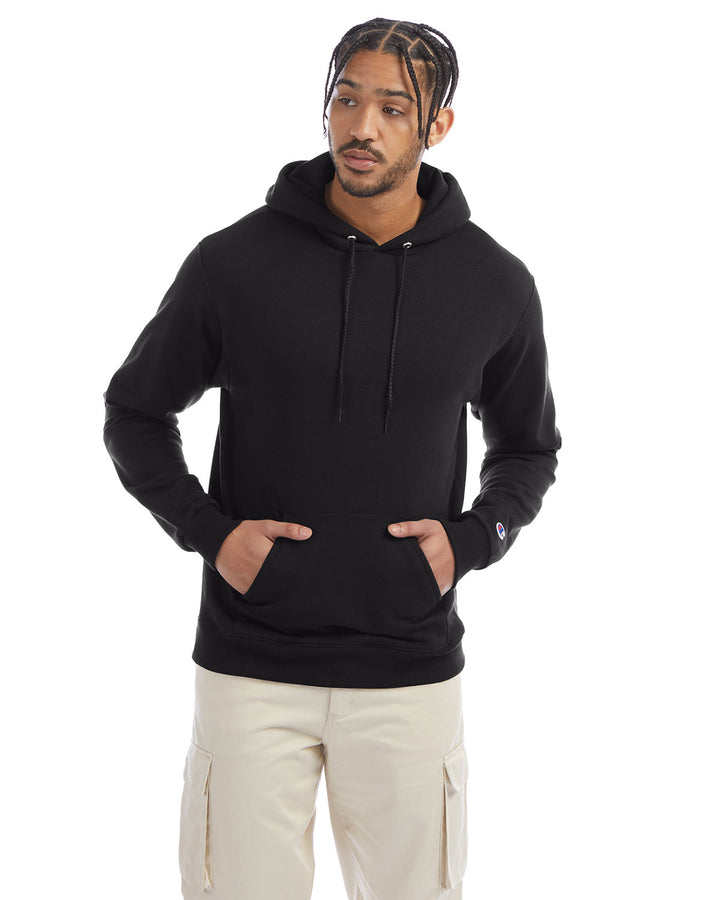 adult powerblend pullover hooded sweatshirt BLACK