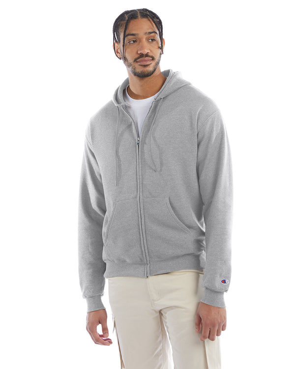 adult powerblend full zip hooded sweatshirt LIGHT STEEL