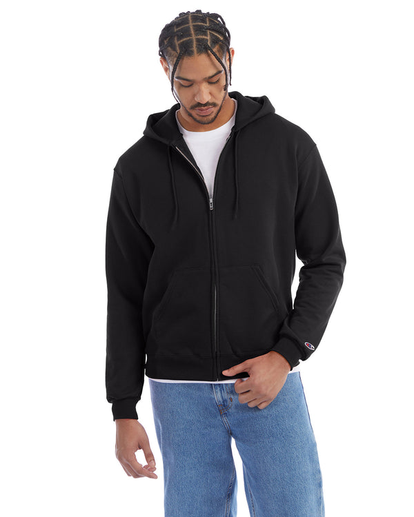 adult powerblend full zip hooded sweatshirt BLACK