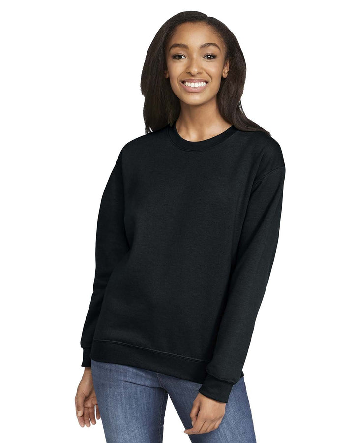 adult softstyle fleece crew sweatshirt BLACK