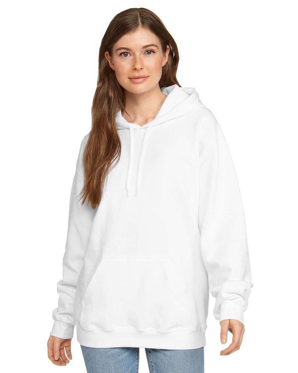 adult softstyle fleece pullover hooded sweatshirt WHITE