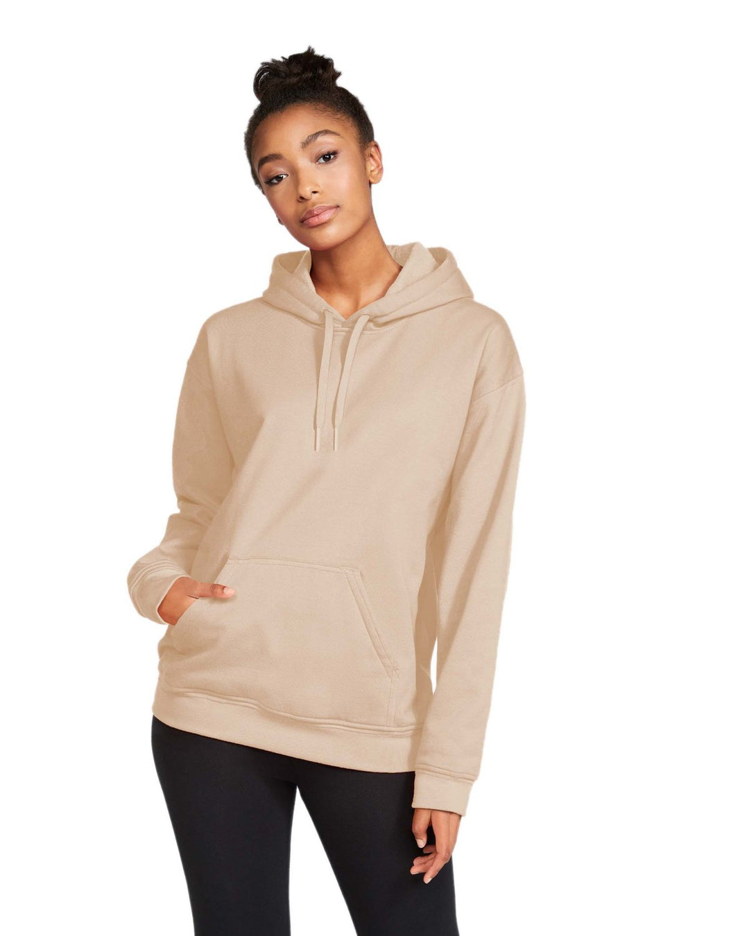 adult softstyle fleece pullover hooded sweatshirt SAND