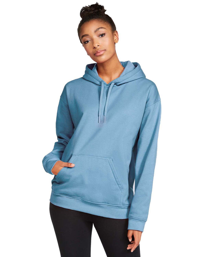 adult softstyle fleece pullover hooded sweatshirt STONE BLUE