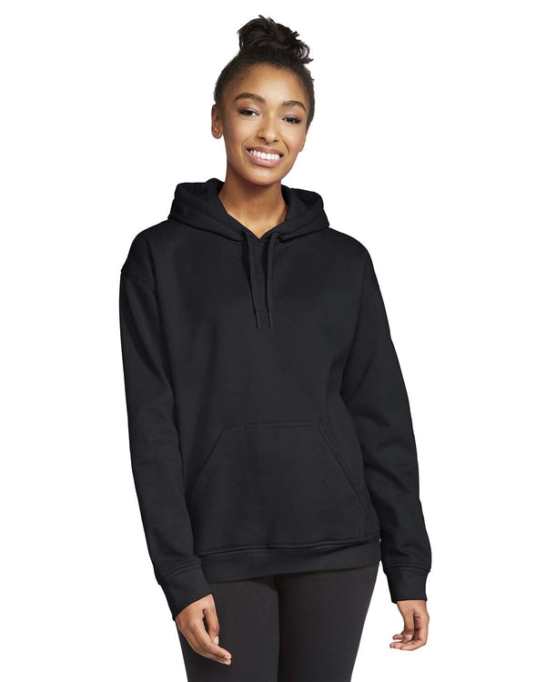 adult softstyle fleece pullover hooded sweatshirt BLACK