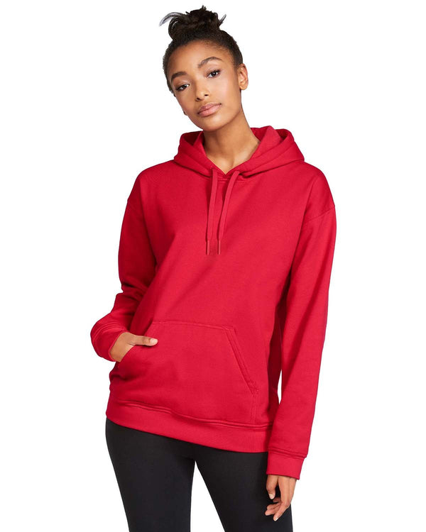 adult softstyle fleece pullover hooded sweatshirt RED