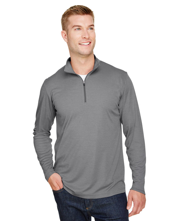 mens zone sonic heather performance quarter zip DK GREY HEATHER