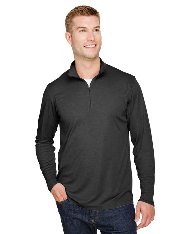 mens zone sonic heather performance quarter zip BLACK HEATHER